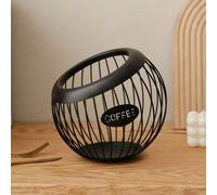 Shein 1 Soporte de metal negro de gran capacidad para cafetera y cesta de almacenamiento de cápsulas de café