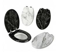 Shein 1 tapa de inodoro de alta gama con patrones de mármol, tapa de inodoro universal para el hogar, asiento de inodoro, accesorios de inodoro, accesorios