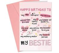 Shein 1 tarjeta de cumpleaños divertida para mujeres, hermana o mejor amiga - Tarjeta de amistad con humor, regalo de cumpleaños lindo para la mejor amiga,