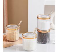 Shein 1 tarro de especias transparente con cuchara, contenedor de condimentos para cocina