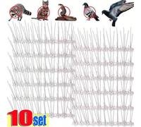 Shein 10/1 Set Pinchos de acero inoxidable, red de disuasión de palomas, valla de rejilla, repelente de pájaros para techos - Estilo aleatorio