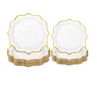 Shein 10/20/30/50/100 piezas/Set Platos de papel con borde blanco, platos de postre, platos para pasteles, platos desechables para fiestas, platos de cartón