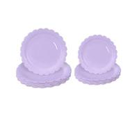 Shein 10/20/40 piezas, Platos de papel de 7 y 9 pulgadas con borde ondulado en color lavanda púrpura claro, platos desechables de color púrpura pastel liso