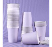 Shein 10/20/40 piezas Set, Vasos de papel desechables de color morado claro sólido, 9oz Vasos universales para bebidas frías y calientes, Adecuado para té,
