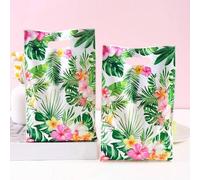 Shein 10/20/50 piezas Bolsas de regalo de plástico con estampado floral hawaiano de verano, bolsas de fiesta tropical con asas, adecuadas para fiesta de cum