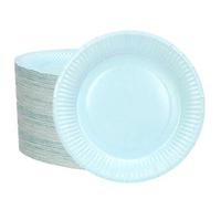 Shein 10/20/50 piezas de platos de papel azul claro sólido, platos de 6/7/9/11 pulgadas para pastel, postre y cena, para aperitivos, ensalada, comidas diari