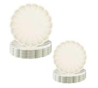 Shein 10/20/50 piezas Platos de papel en forma de abanico elegantes de color crema, vajilla desechable con borde en forma de concha, platos de papel en form