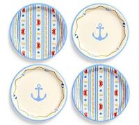 Shein 10/20/50 piezas, Platos desechables náuticos costeros, Platos de papel con estampado de ancla azul náutico & cangrejo rojo, Platos de cena desechables