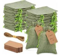 Shein 10/20 piezas - Bolsas de regalo de yute verde con cordón, bolsas de tela de yute gruesa, bolsas de fibra natural resistentes, adecuadas para bodas, ba