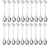 Shein 10/20 piezas Cucharas de hoja de acero inoxidable, mini cucharas de café, cucharas de postre, juego de cucharitas, cucharas creativas, eficientes, ade