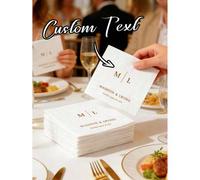 Shein 10-200 Servilletas de Cóctel Personalizadas para Bodas, Hechas de Papel, Servilletas Desechables Blancas de 3 Capas, Adecuadas para Bodas, Bares, Desp