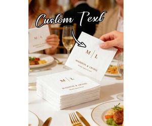 Shein 10-200 Servilletas de Cóctel Personalizadas para Bodas, Hechas de Papel, Servilletas Desechables Blancas de 3 Capas, Adecuadas para Bodas, Bares, Desp
