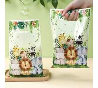 Shein 10/25/50 piezas Bolsas de regalo con diseño de animales de la jungla para fiesta de cumpleaños, bolsas de caramelos con estampado de animales de la ju