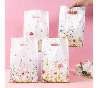 Shein 10/25/50 piezas Bolsas de regalo con estampado de flores y mariposas, bolsas de tela con flores silvestres coloridas, bolsas de regalo, bolsas para fa