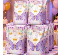 Shein 10/25/50 piezas Bolsas de regalo con estampado de mariposas moradas, bolsas de tela con tema de mariposas moradas para fiesta de cumpleaños, revelació