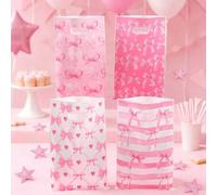 Shein 10/25/50 piezas Bolsas de regalo con lazo rosa, bolsas de caramelos con diseño de lazo rosa lindo, adecuadas para fiesta de cumpleaños, boda, baby sho