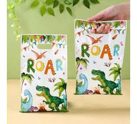 Shein 10/25/50 piezas Bolsas de regalo con tema de dinosaurio, bolsas de caramelos con diseño de dinosaurio adecuadas para fiesta de cumpleaños, fiesta de r