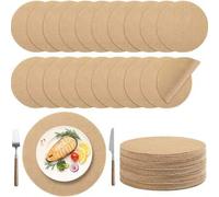 Shein 10/30/50/100 piezas Mantel de mesa redondo estilo FARMHOUSE bohemio, mantel de mesa de papel kraft lujoso, diámetro 33 cm, ideal para el hogar, boda,