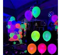 Shein 10/30/50 piezas Globos fluorescentes de colores de 12 pulgadas, globos de neón UV, globos de decoración para el Día de la Madre, accesorios para bar,