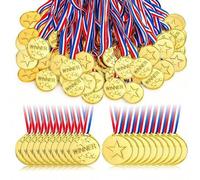 Shein 10/30/50 piezas Medallas pequeñas de plástico dorado, bolsa de artículos múltiples para fiestas, adecuadas para juegos y celebraciones, rellenos de ca