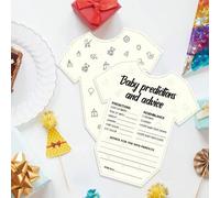 Shein 10/30 Tarjetas de predicción de niño/niña aptas para juegos de bautizo, decoraciones para revelación de género, tarjetas con forma de body con texto e