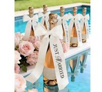Shein 10/5/3/1 pieza-Cinta decorativa de poliéster para botella de champán, lazo blanco para empaque de regalo, adecuado para celebraciones de boda, fiestas