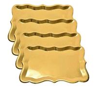 Shein 10/5 piezas Platos de papel rectangulares elegantes de 9"X13" con borde dorado, adecuados para exhibición de postres, fiestas, cumpleaños, bodas, duch
