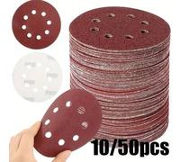 Shein 10/50 piezas Discos de lijado de 125 mm 60/80/100/120/150/180/240/320/400/600/800/1000 grano para almohadilla de respaldo redonda de 5 pulgadas con 8