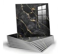 Shein 10 piezas/0.9㎡ o 20 piezas/1.8㎡ Paneles de pared compuestos de aluminio autoadhesivos con patrón de mármol negro y dorado, adhesivos de pared de PVC i