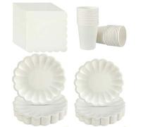 Shein 10 piezas/20 piezas/20piezas piezas, Set de platos y servilletas de papel con estampado beige, platos de cartón con forma de abanico de 9 pulgadas y 7