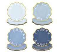 Shein 10 piezas/20 piezas/40 piezas/Set Platos de fiesta azul grisáceo, platos de papel de postre azul degradado, platos desechables de pastel de 7 pulgadas