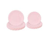 Shein 10 piezas/20 piezas/40 piezas/Set Platos de papel con borde ondulado de color rosa claro de 9 pulgadas y 7 pulgadas, platos de papel con borde ondulad