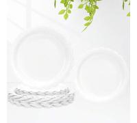 Shein 10 piezas/20 piezas/50 piezas Platos de papel con forma de abanico blancos, 7 pulgadas/9 pulgadas, platos desechables con forma de abanico blancos, ad
