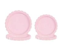 Shein 10 piezas/20 piezas/50 piezas Platos de papel rosa claro de 7 pulgadas, platos de pastel y postre rosa claro de 9 pulgadas, platos escalonados rosas d