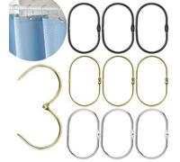 Shein 10 piezas/30 piezas/50 piezas Ganchos y anillos decorativos para cortina de ducha a prueba de óxido en forma oval, anillos metálicos para cortina de b