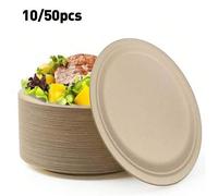 Shein 10 piezas/50 piezas Platos gruesos de 6/8 pulgadas, Platos de papel de fibra de caña de azúcar, Platos para pasteles y postres, Platos para barbacoa,