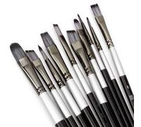 Shein 10 piezas Brochas de pelo de nailon con mango de madera blanca perlada, brochas de cerdas de nailon multiuso adecuadas para acuarela, gouache, acrílic