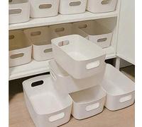 Shein 10 piezas Cajas de almacenamiento apilables de plástico con asas, adecuadas para oficina, hogar, armario; 5 piezas/2 piezas Cestas de almacenamiento m