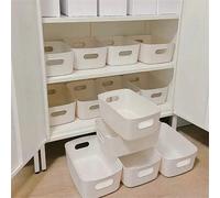 Shein 10 piezas Cajas de almacenamiento de plástico pequeñas multiusos para escritorio, organizadores de cajones, adecuados para cosméticos, aperitivos, art