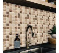 Shein 10 piezas de adhesivos de azulejos autoadhesivos, pegatinas de pared con patrón de mosaico moderno, papel tapiz, adecuado para cocina, sala de estar,