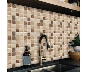 Shein 10 piezas de adhesivos de azulejos autoadhesivos, pegatinas de pared con patrón de mosaico moderno, papel tapiz, adecuado para cocina, sala de estar,