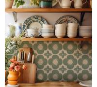Shein 10 piezas de adhesivos removibles para azulejos de pared autoadhesivos impermeables, de 15x15cm/20x20cm, diseño vintage para decorar cocinas y baños
