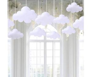 Shein 10 piezas de decoración colgante de nubes 3D de fieltro, ideal para decorar techos, paredes, cumpleaños, bodas, fiestas, escenarios y talla grande