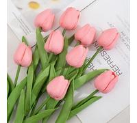 Shein 10 piezas de flores artificiales rosas sencillas, tulipanes sintéticos románticos modernos para decoración del hogar, Día de San Valentín, regalo