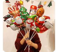 Shein 10 piezas de globos de papel de aluminio navideños en colores aleatorios - Hombre de jengibre, árbol de Navidad, Papá Noel, muñeco de nieve, bastón de