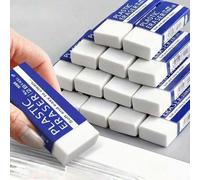 Shein 10 piezas de gomas de borrar de lápiz 2B, escritura limpia sin dejar marcas, gomas de borrar blancas rectangulares adecuadas para la escuela, la ofici