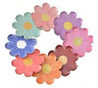 Shein 10 piezas de platos de papel con diseño floral de margarita, platos desechables, platos con forma de flor vintage y linda, suministros para fiestas, c