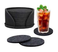 Shein 10 piezas de posavasos de fieltro minimalistas negros, elegantes y absorbentes, adecuados para la sala de estar y el dormitorio para sostener tazas y