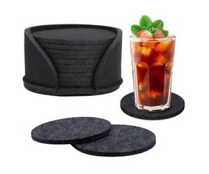 Shein 10 piezas de posavasos de fieltro minimalistas negros, elegantes y absorbentes, adecuados para la sala de estar y el dormitorio para sostener tazas y