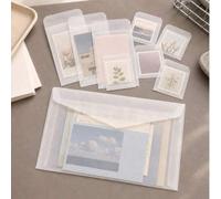 Shein 10 piezas de sobres protectores de tarjetas semi-transparentes de papel sulfúrico, fundas impermeables para almacenamiento de archivos/fotos, Navidad